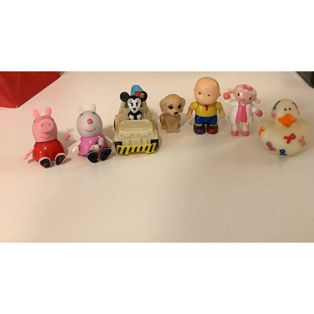 Lot Of 7 Mixed Character Toys - Peppa Pig, Cailou, And More, Preloved
